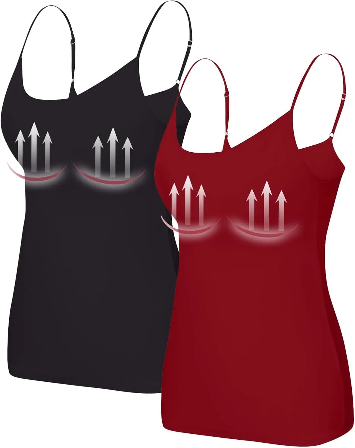 2 Pack Built in Bra Tank Tops for Women Summer Casual Spaghetti Strap Camisole Plus Size Workout Padded Tank Tops