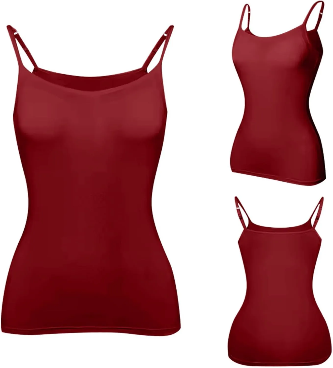 2 Pack Built in Bra Tank Tops for Women Summer Casual Spaghetti Strap Camisole Plus Size Workout Padded Tank Tops