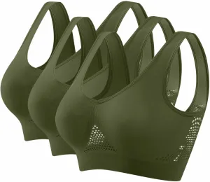 3PCS Sport Bra for Women Seamless Anti-Sagging Air Yoga Bras High Support Full Coverage Gym Bras Tank Tops