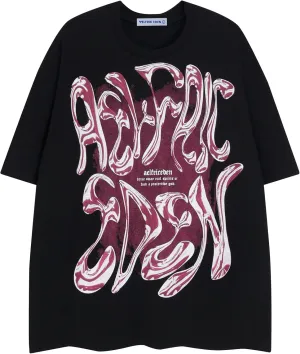 Aelfric Eden Metalic Graphic Tees Men Y2k Oversized T Shirts Women Vintage Tees Unisex Summer Tops