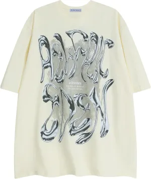 Aelfric Eden Metalic Graphic Tees Men Y2k Oversized T Shirts Women Vintage Tees Unisex Summer Tops