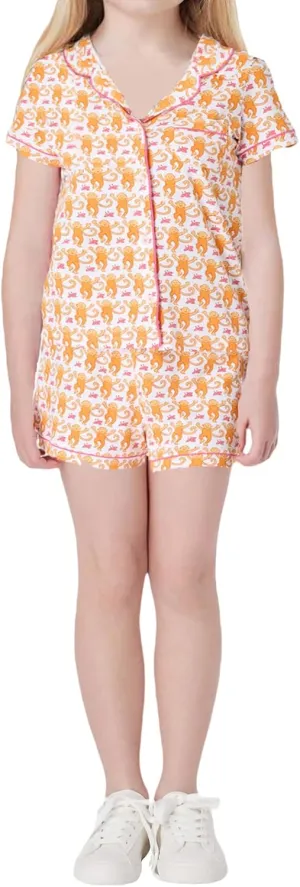 Amiblvowa Kids Toddler Baby Girl Monkey Pajamas Pajama Set Girls Roller Dupes Rabbit Preppy Button Down Shorts Summer Pjs