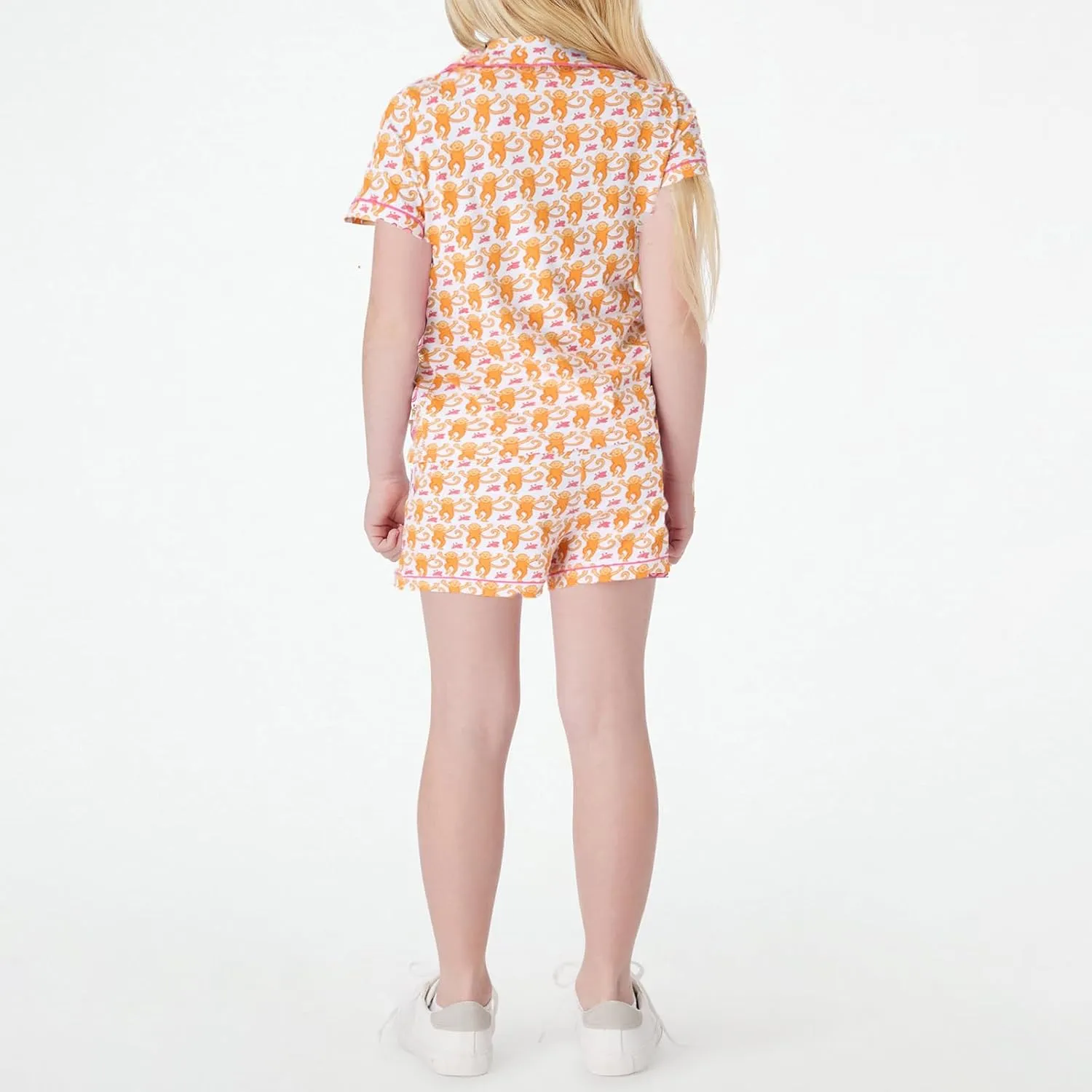 Amiblvowa Kids Toddler Baby Girl Monkey Pajamas Pajama Set Girls Roller Dupes Rabbit Preppy Button Down Shorts Summer Pjs