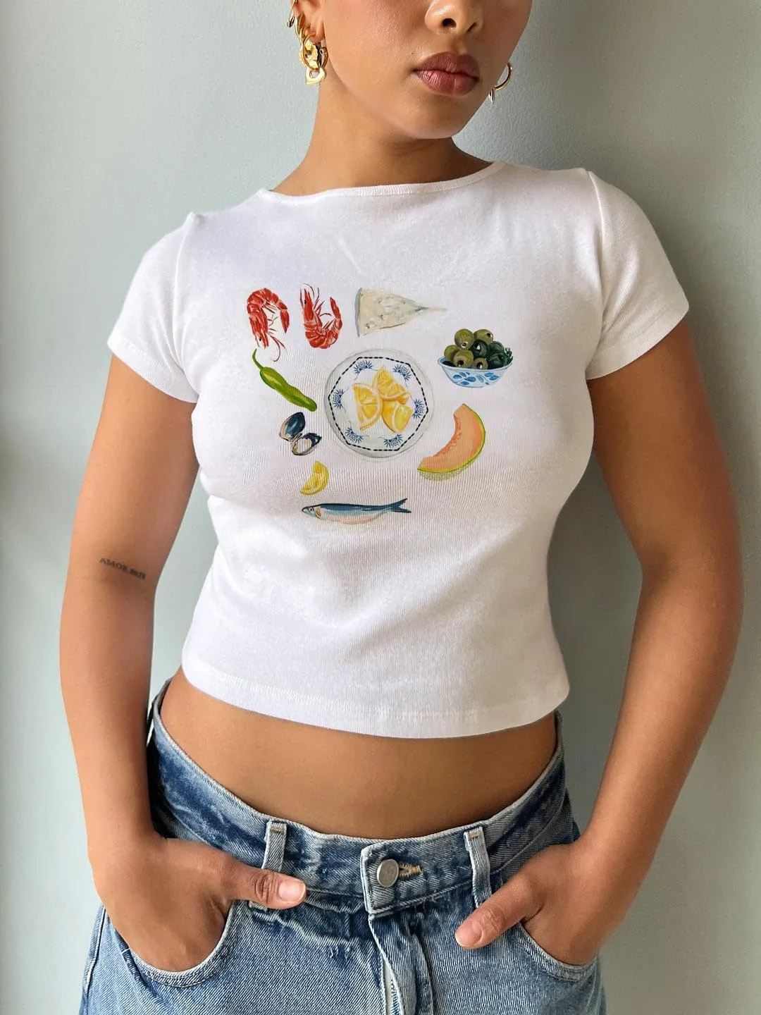 Baby Tees Graphic Crop Tops for Women Y2k Short Sleeve Slim Fit T Shirts Vintage Aesthetic Tees Clothes