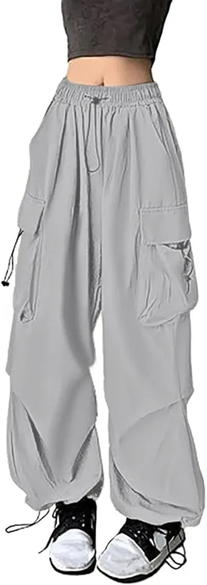 Baggy Cargo Pants Women Baggy Hiking Casual Cotton Work Pants Loose Fit Hip Hop with Multiple Pockets