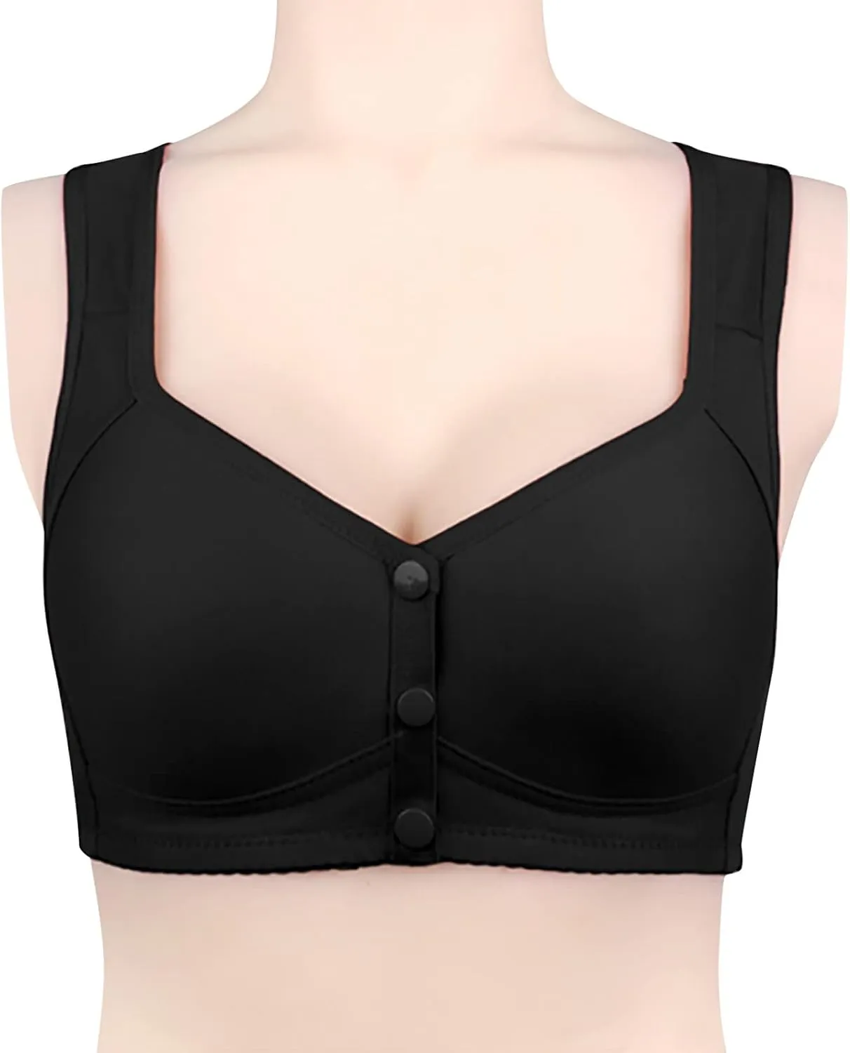 Bras for Older Women 2025 Breathable Bra No Underwire Front Closure Bra Plus Size Everyday Bra