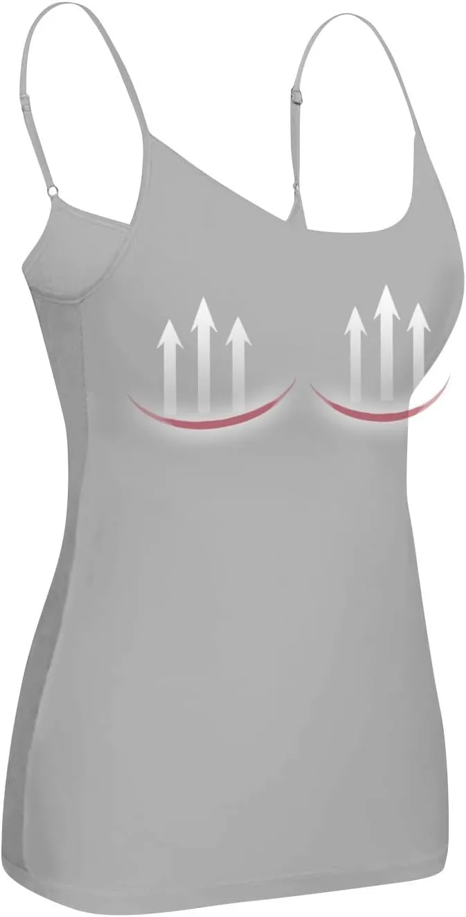Camisole Tops for Women Built in Bra Basic Undershirts Adjustable Spaghetti Strap Tank Tops Summer Cami Shirt