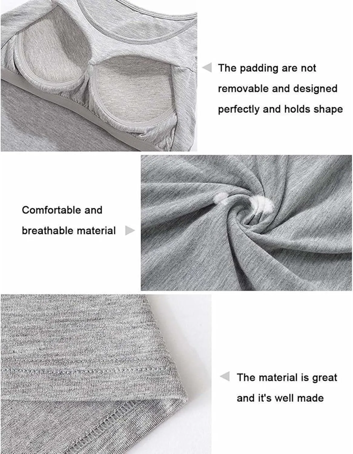 Camisole Tops for Women Built in Bra Basic Undershirts Adjustable Spaghetti Strap Tank Tops Summer Cami Shirt