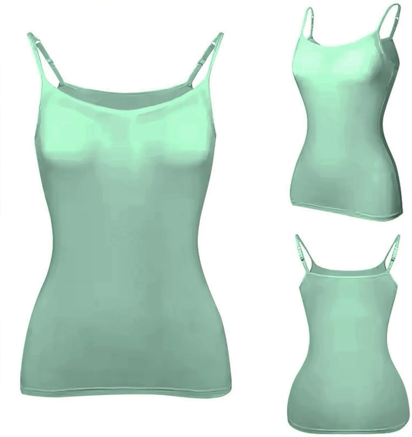 Camisole Tops for Women Built in Bra Basic Undershirts Adjustable Spaghetti Strap Tank Tops Summer Cami Shirt