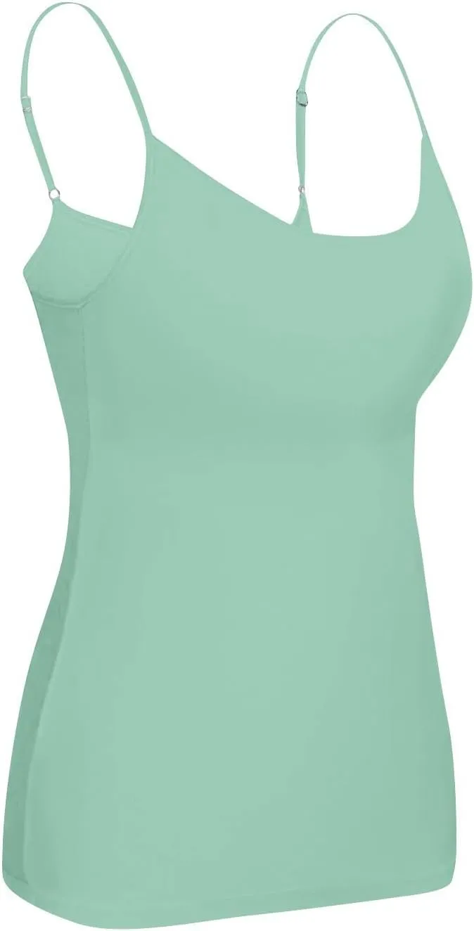 Camisole Tops for Women Built in Bra Basic Undershirts Adjustable Spaghetti Strap Tank Tops Summer Cami Shirt
