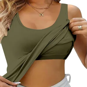 Camisole Tops for Women Built in Bra Spaghetti Strap Workout Yoga Shirts Basic Padded Tank Tops 2025 Summer Clothes