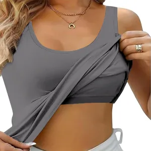 Camisole Tops for Women Built in Bra Spaghetti Strap Workout Yoga Shirts Basic Padded Tank Tops 2025 Summer Clothes