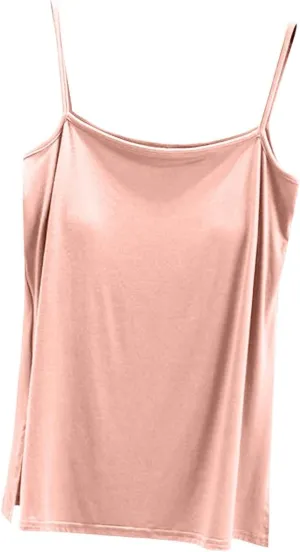 Camisole Tops for Women Built in Bra Spring Summer Sleeveless Seamless Underwear Spaghetti Thin Strap Yoga Tank Tops