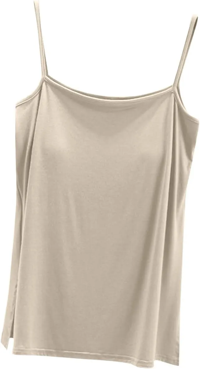 Camisole Tops for Women Built in Bra Spring Summer Sleeveless Seamless Underwear Spaghetti Thin Strap Yoga Tank Tops
