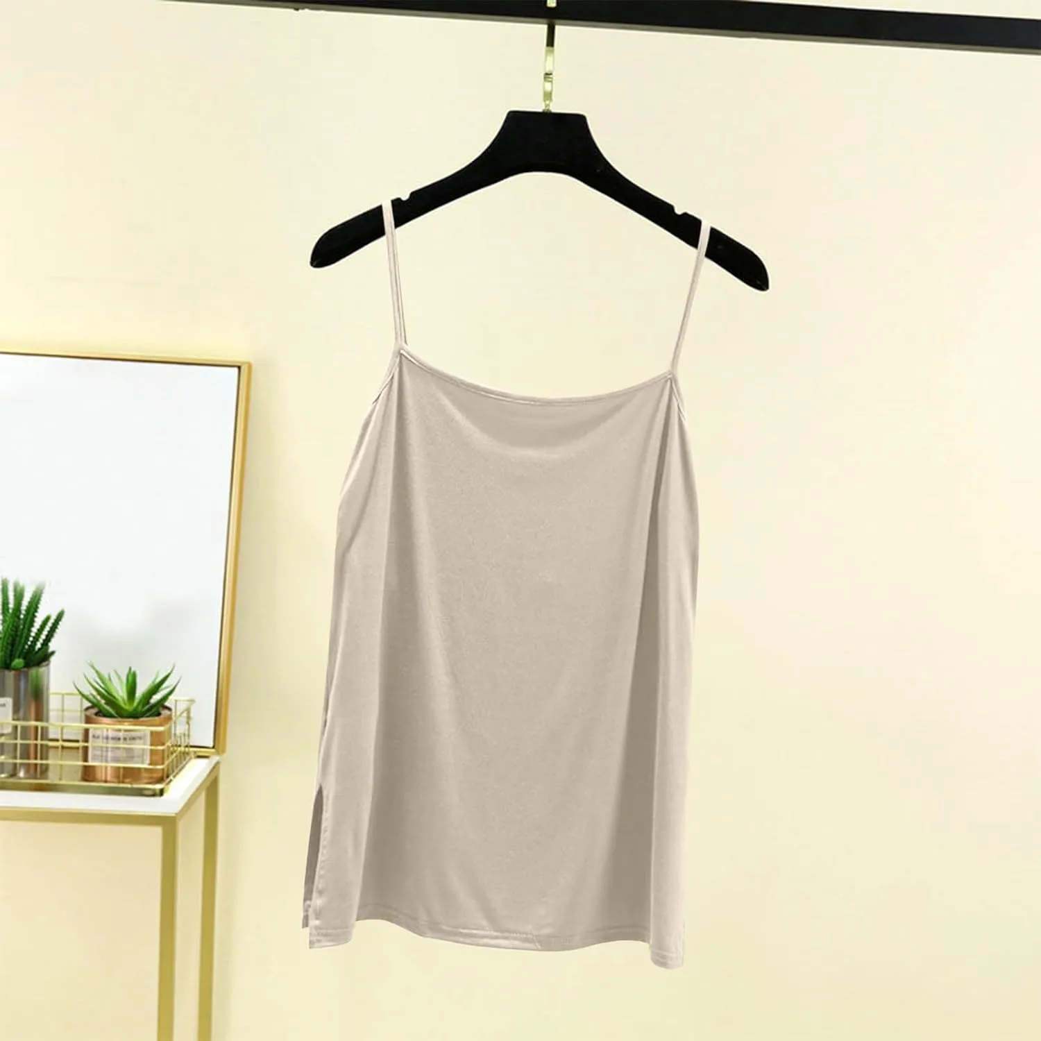 Camisole Tops for Women Built in Bra Spring Summer Sleeveless Seamless Underwear Spaghetti Thin Strap Yoga Tank Tops