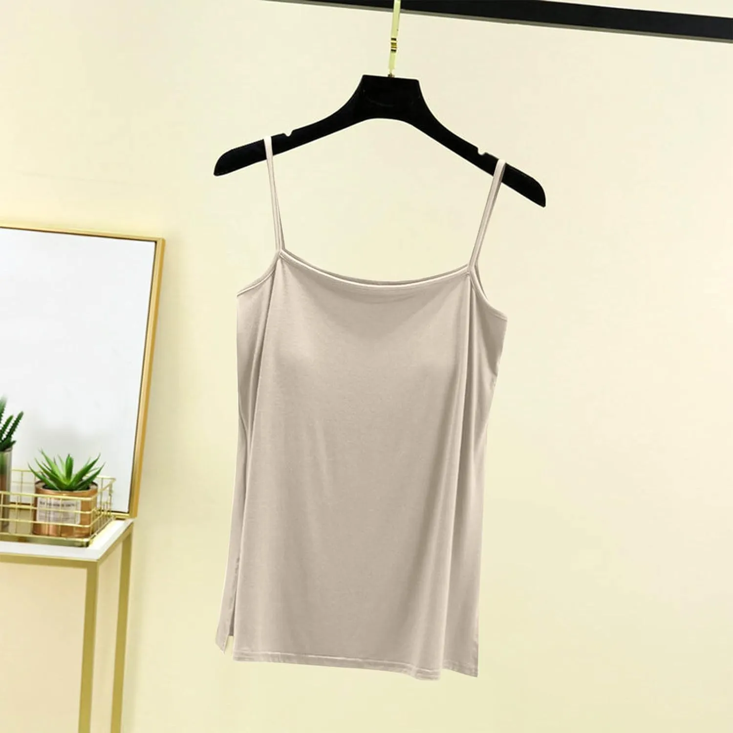 Camisole Tops for Women Built in Bra Spring Summer Sleeveless Seamless Underwear Spaghetti Thin Strap Yoga Tank Tops