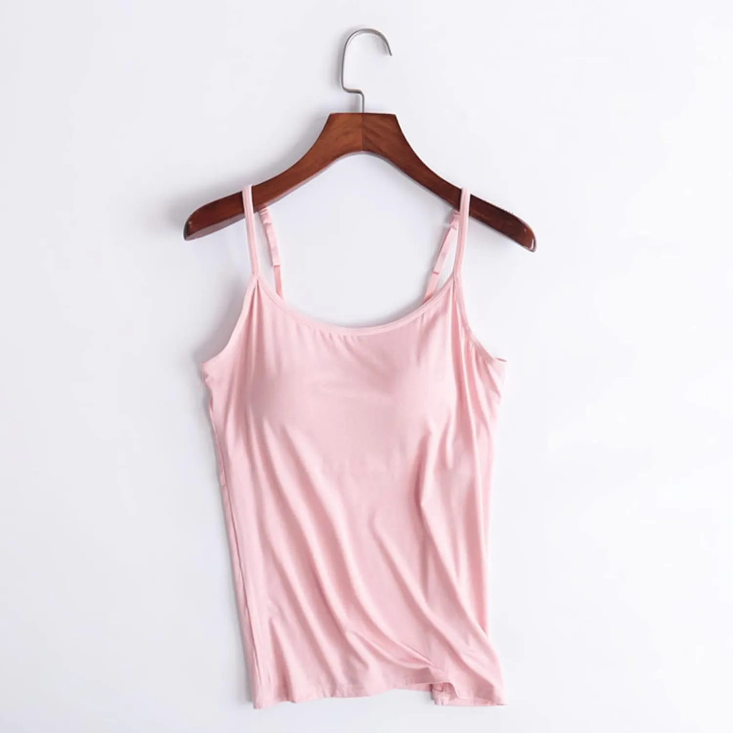 Camisole Tops with Built in Bra for Women Summer Casual Loose Chest Pad Vest Yoga Outfits Undershirts Cami Shirts