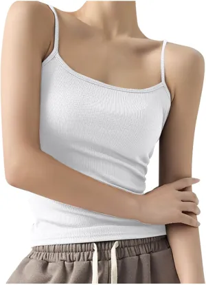 Camisoles for Women Summer Casual Ribbed Knit Tank Tops Sleeveless Solid Color Undershirts Trendy Comfy Shirts