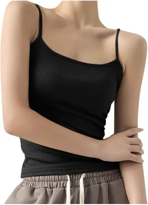 Camisoles for Women Summer Casual Ribbed Knit Tank Tops Sleeveless Solid Color Undershirts Trendy Comfy Shirts
