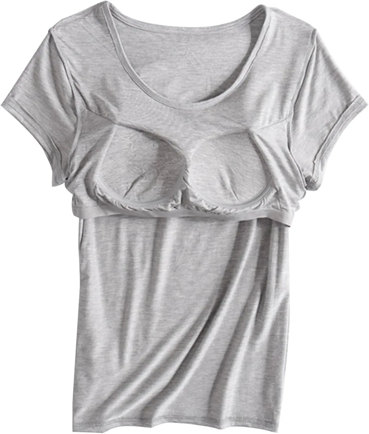Cap Sleeve Tank Tops Women Trending Classic Solid Color Padded Crewneck Basic Going Outdoor Hiking T-Shirts