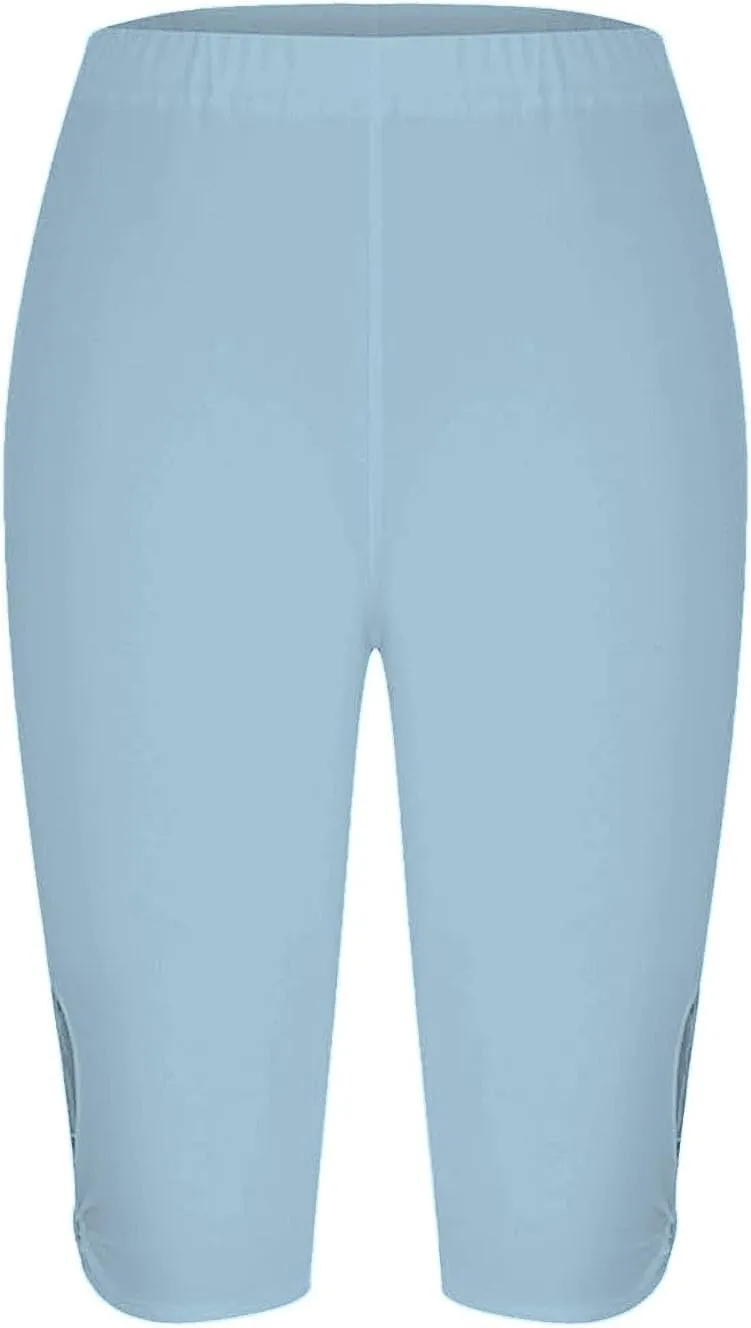 Capri Leggings for Women Tummy Control Knee Length Capri Leggings 2024 Summer Cropped Pants Casual Solid Color Comfy Capris