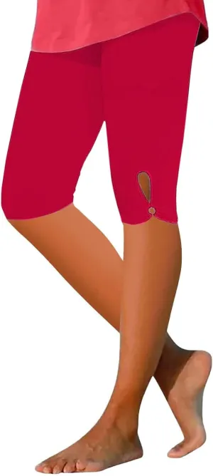 Capri Leggings for Women Tummy Control Knee Length Capri Leggings 2024 Summer Cropped Pants Casual Solid Color Comfy Capris