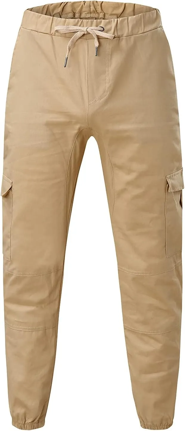 Cargo Pants for Men Relaxed Fit Sweatpants Loose Fit Open Bottom Mesh Athletic Pants with Zipper Pockets Men's Cargo