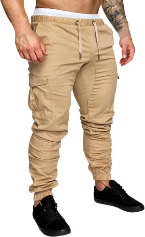 Cargo Pants for Men Relaxed Fit Sweatpants Loose Fit Open Bottom Mesh Athletic Pants with Zipper Pockets Men's Cargo