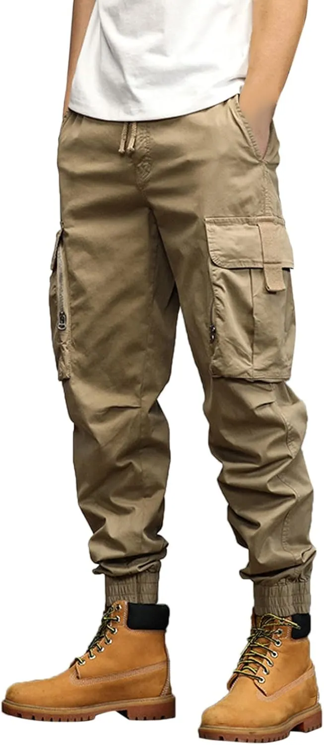 Cargo Pants for Men Relaxed Fit Sweatpants with Pockets Drawstring Athletic Pants Joggers Running Sports Sweatpants