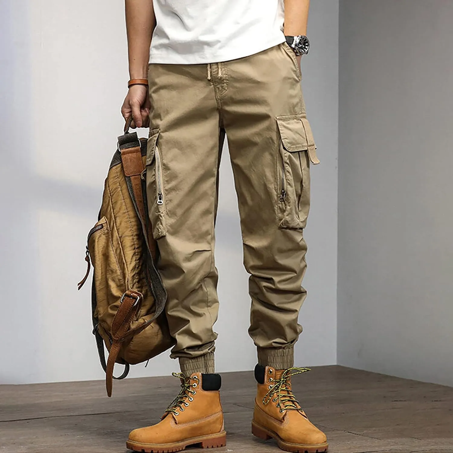 Cargo Pants for Men Relaxed Fit Sweatpants with Pockets Drawstring Athletic Pants Joggers Running Sports Sweatpants