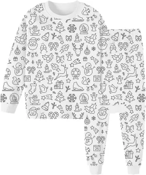 Colorable Pajamas for Kids Funny DIY Hand Painted Homewear Set Color Your Own Pajamas You Can Color with Markers