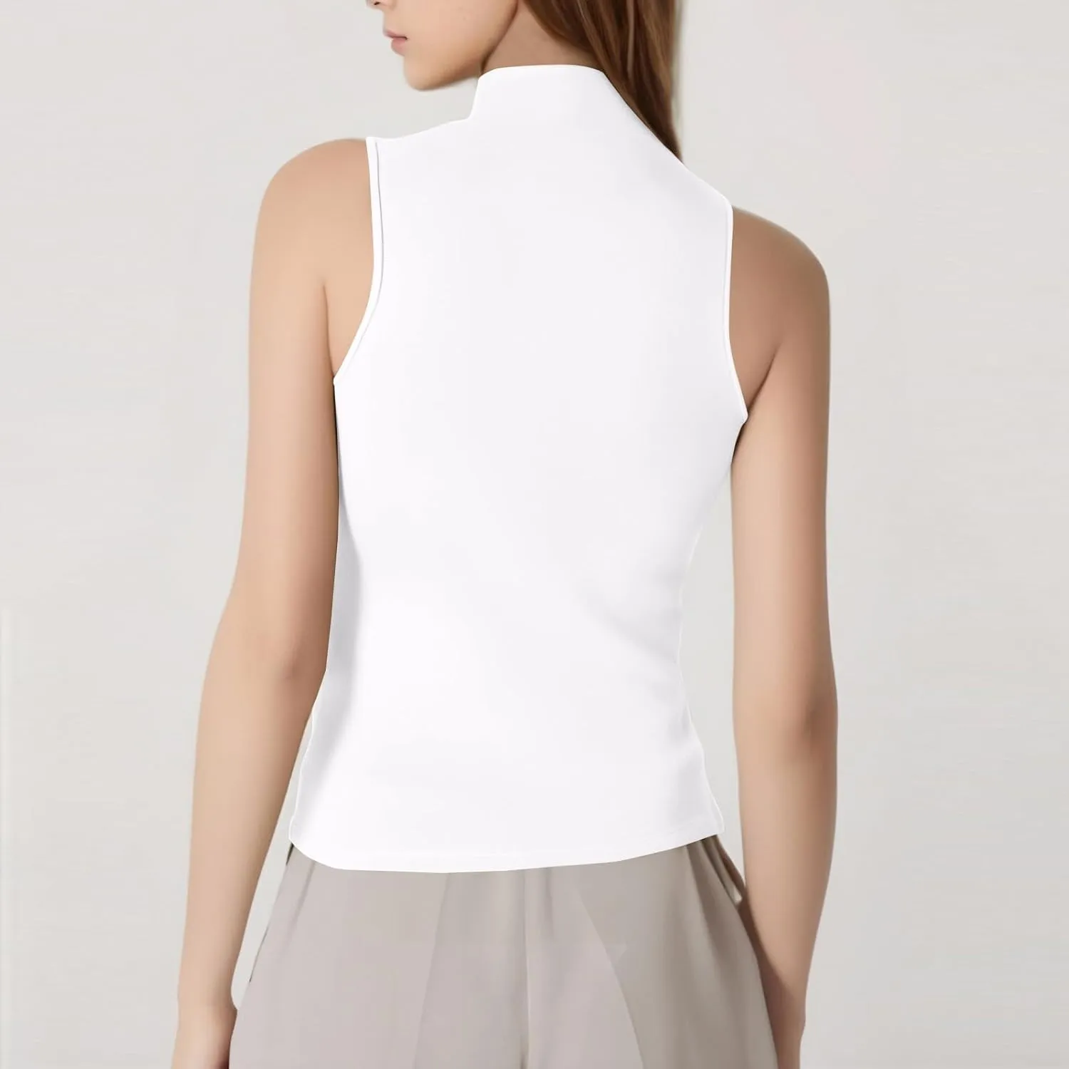 Compression Tanks for Women Slim Fit Sleeveless Layering Tops Solid Turtleneck Summer Outfits