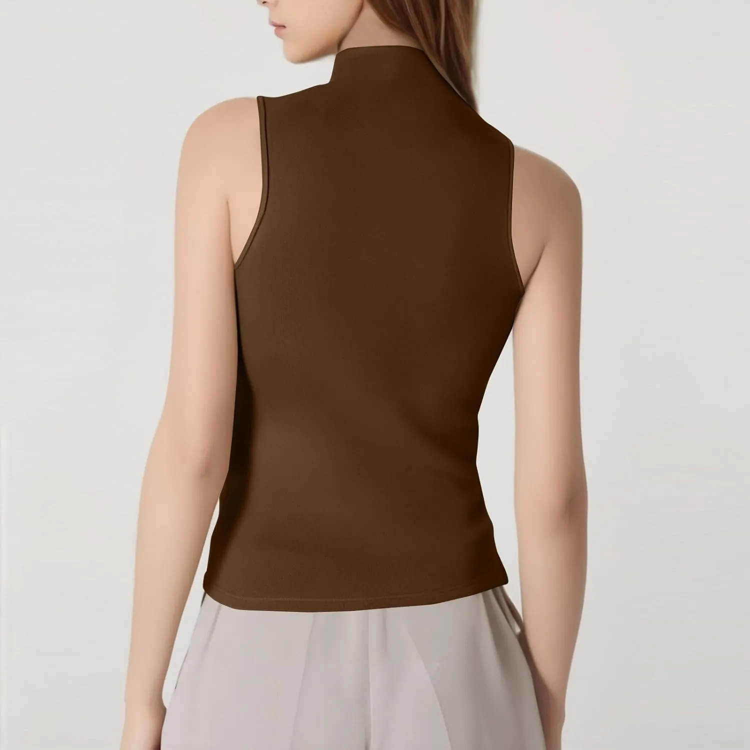 Compression Tanks for Women Slim Fit Sleeveless Layering Tops Solid Turtleneck Summer Outfits