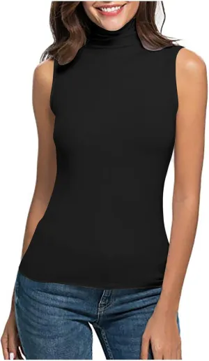 Compression Tanks for Women Work Sleeveless Layering Tops Slim Fit Turtleneck Summer Outfits