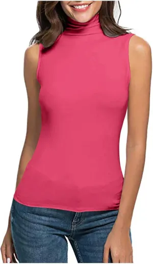 Compression Tanks for Women Work Sleeveless Layering Tops Slim Fit Turtleneck Summer Outfits