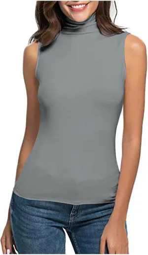 Compression Tanks for Women Work Sleeveless Layering Tops Slim Fit Turtleneck Summer Outfits