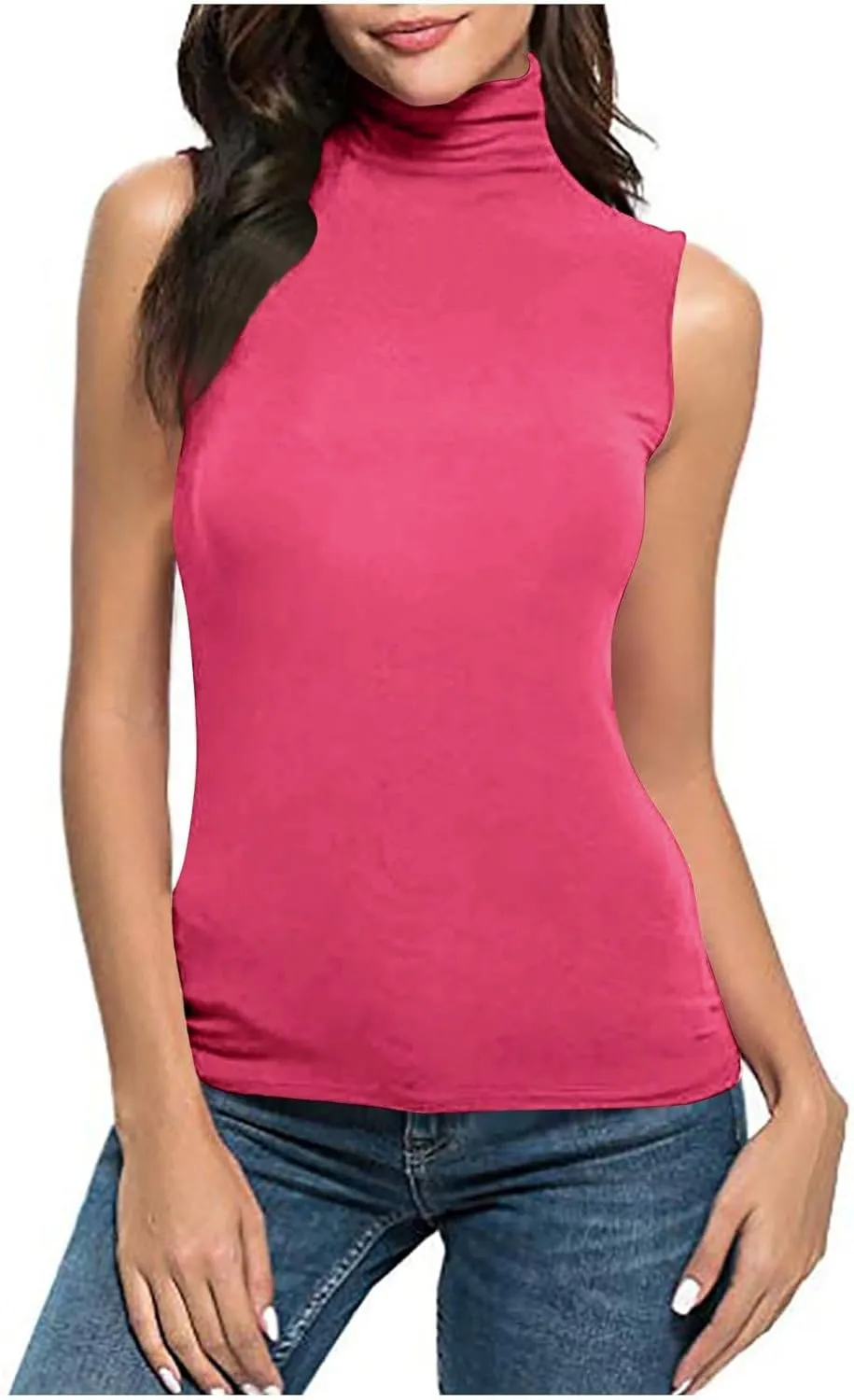 Compression Tanks for Women Work Sleeveless Layering Tops Slim Fit Turtleneck Summer Outfits