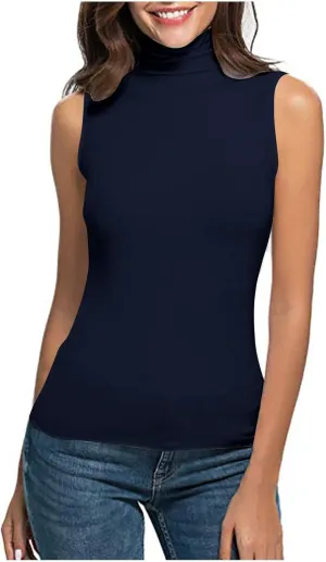 Compression Tanks for Women Work Sleeveless Layering Tops Slim Fit Turtleneck Summer Outfits