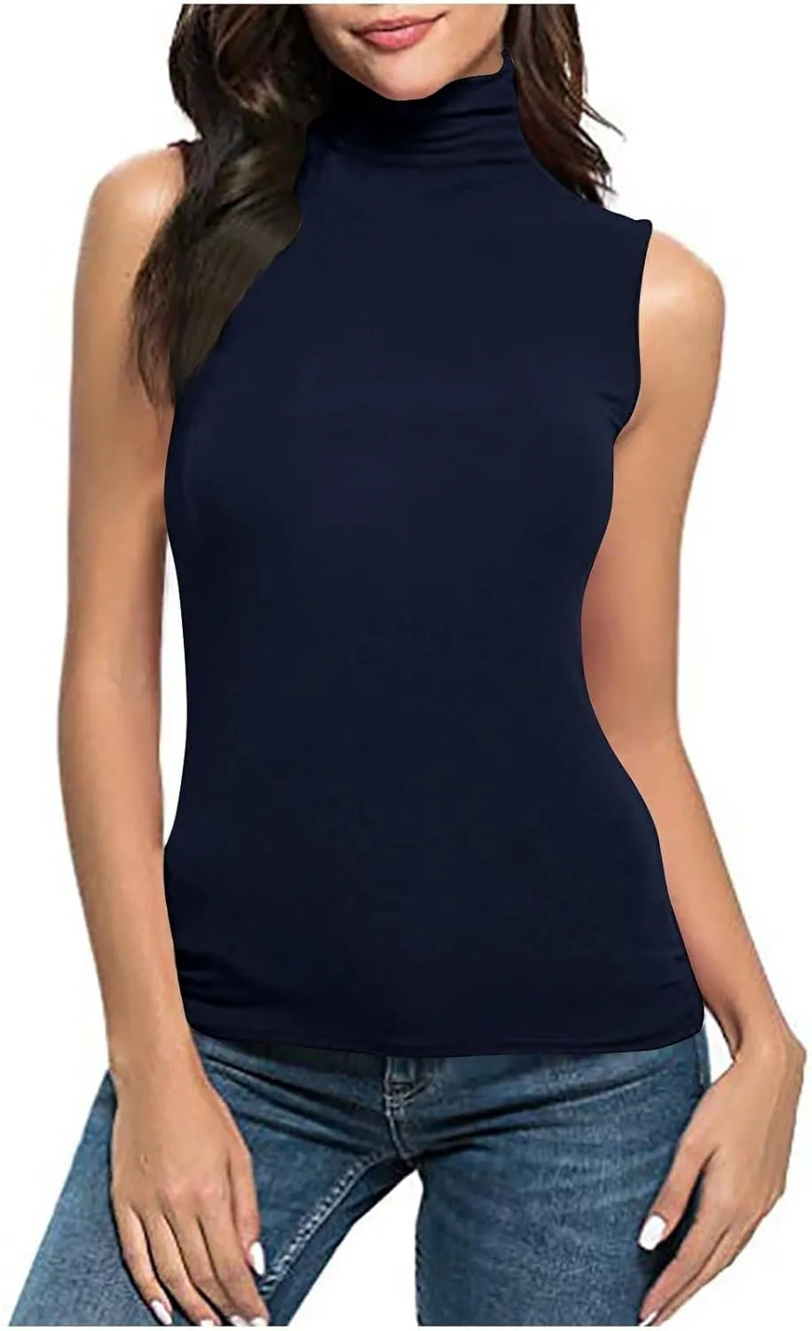 Compression Tanks for Women Work Sleeveless Layering Tops Slim Fit Turtleneck Summer Outfits