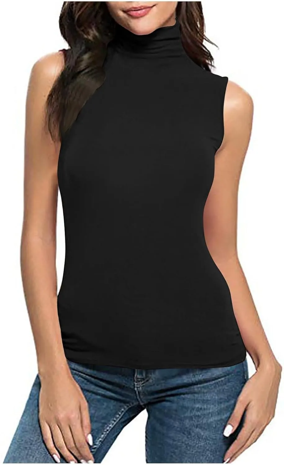 Compression Tanks for Women Work Sleeveless Layering Tops Slim Fit Turtleneck Summer Outfits