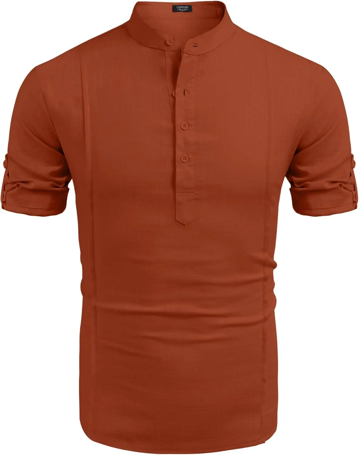 COOFANDY Men's Henley T-Shirts Short Sleeve Casual Button Henley Shirts Band Collar Tee Summer Beach Hippie Shirts
