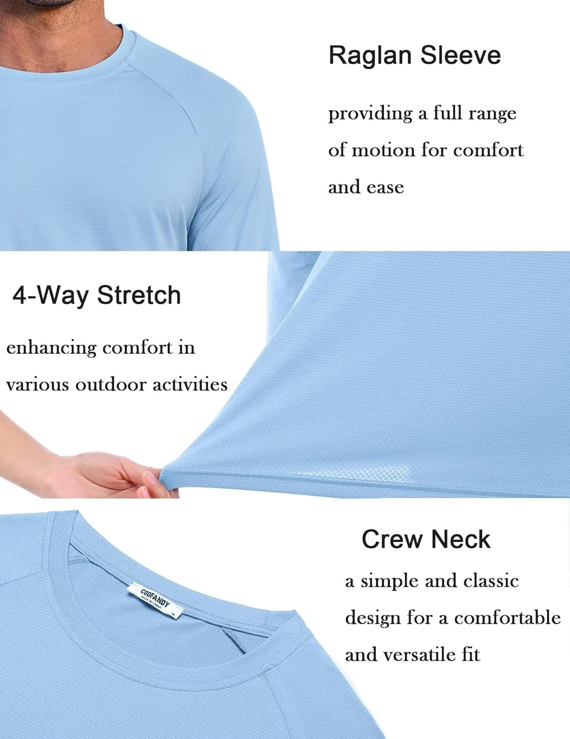 COOFANDY Men's Sun Protection Shirts Long Sleeve Rash Guard Swim T-Shirts Lightweight Quick Dry Fishing Shirts