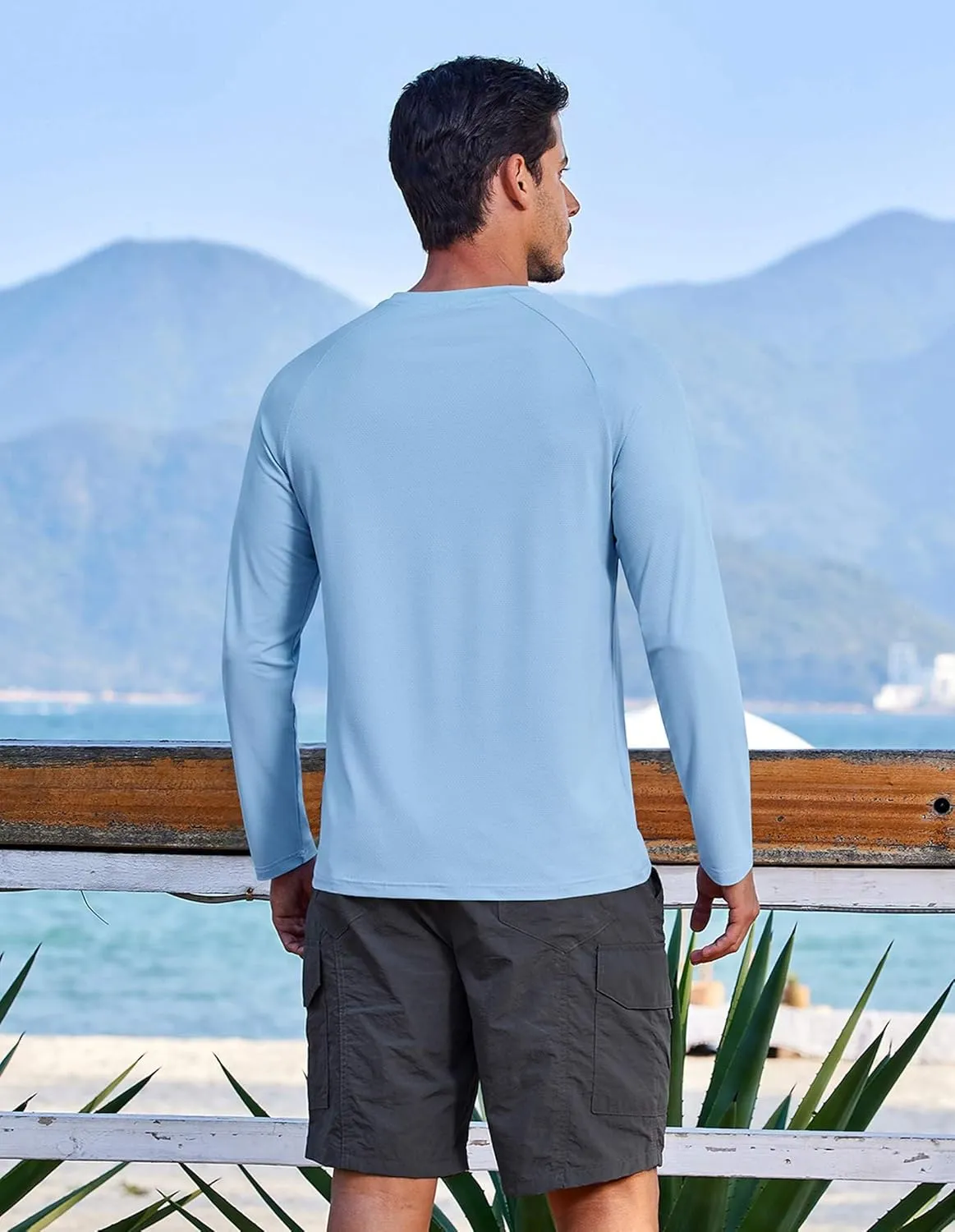 COOFANDY Men's Sun Protection Shirts Long Sleeve Rash Guard Swim T-Shirts Lightweight Quick Dry Fishing Shirts