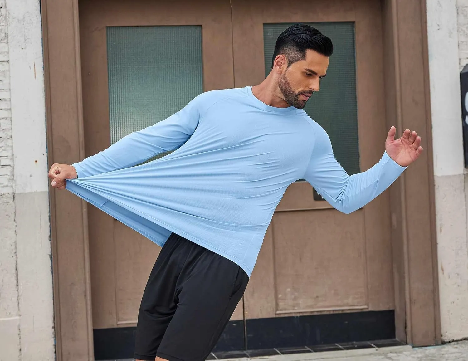 COOFANDY Men's Sun Protection Shirts Long Sleeve Rash Guard Swim T-Shirts Lightweight Quick Dry Fishing Shirts