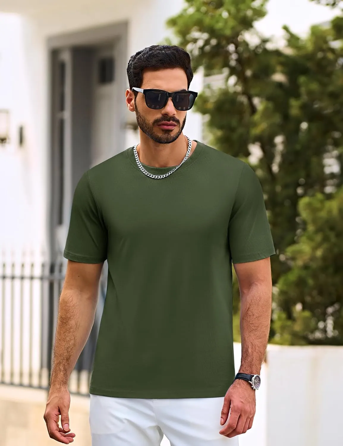Cotrasen Men's T Shirts Cotton Short Sleeve Shirts for Men Casual Crew Neck Basic T-Shirts Summer Soft Comfort Tee Shirts