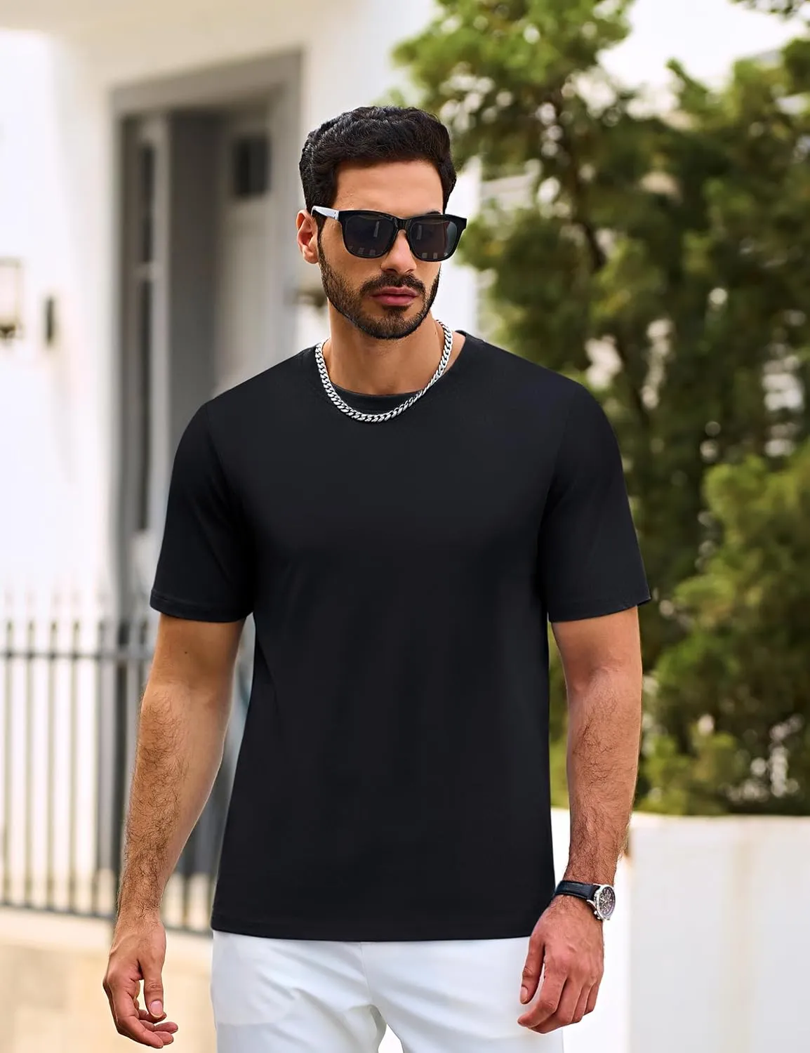 Cotrasen Men's T Shirts Cotton Short Sleeve Shirts for Men Casual Crew Neck Basic T-Shirts Summer Soft Comfort Tee Shirts