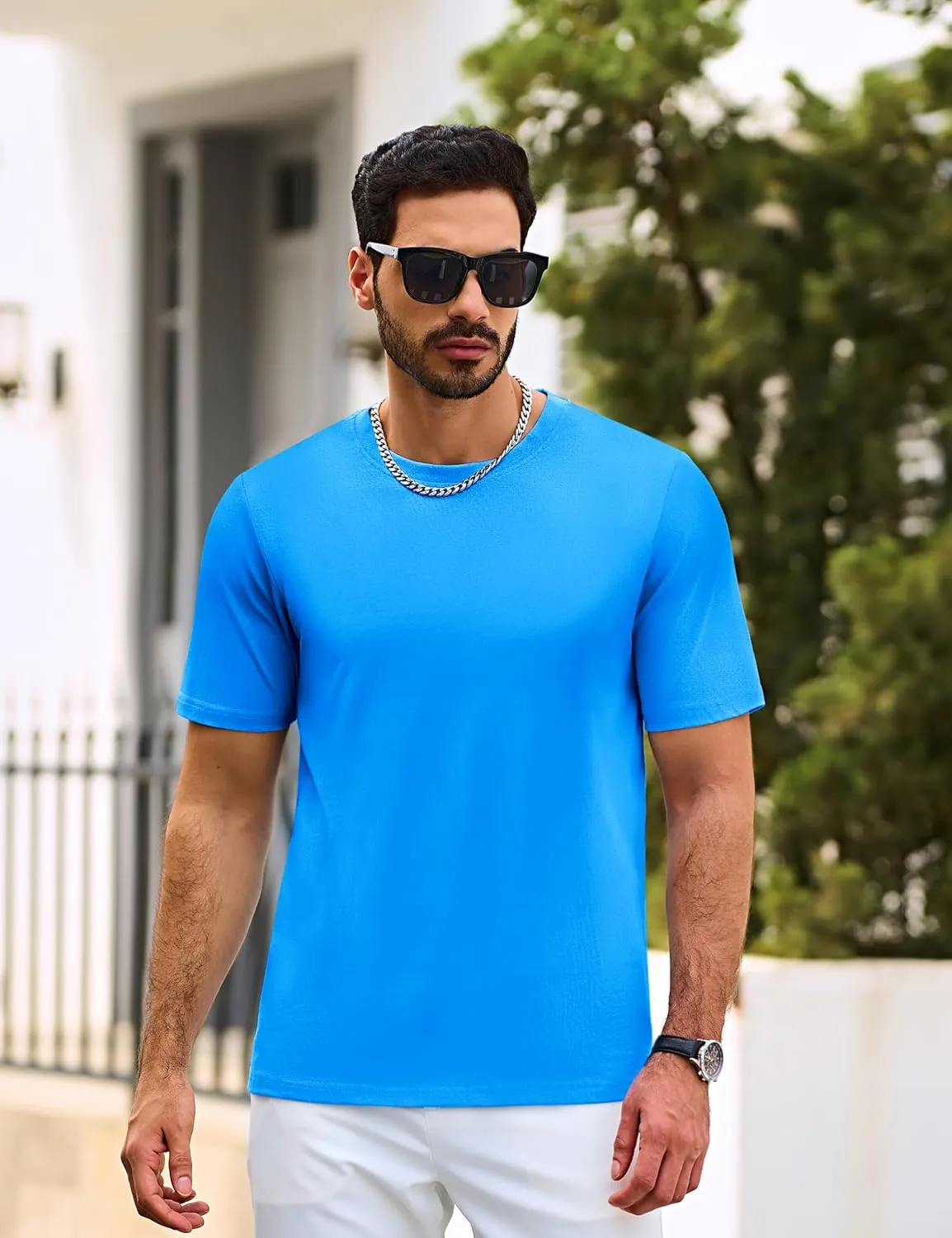 Cotrasen Men's T Shirts Cotton Short Sleeve Shirts for Men Casual Crew Neck Basic T-Shirts Summer Soft Comfort Tee Shirts