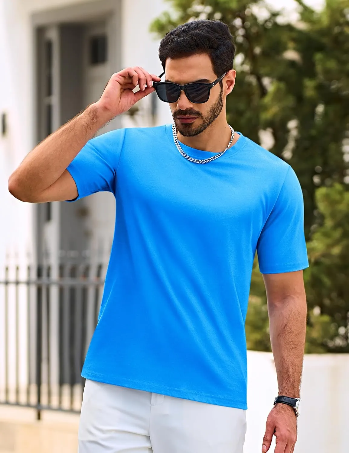 Cotrasen Men's T Shirts Cotton Short Sleeve Shirts for Men Casual Crew Neck Basic T-Shirts Summer Soft Comfort Tee Shirts