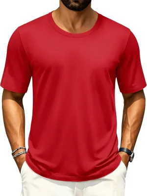 Cotrasen Men's T Shirts Cotton Short Sleeve Shirts for Men Casual Crew Neck Basic T-Shirts Summer Soft Comfort Tee Shirts