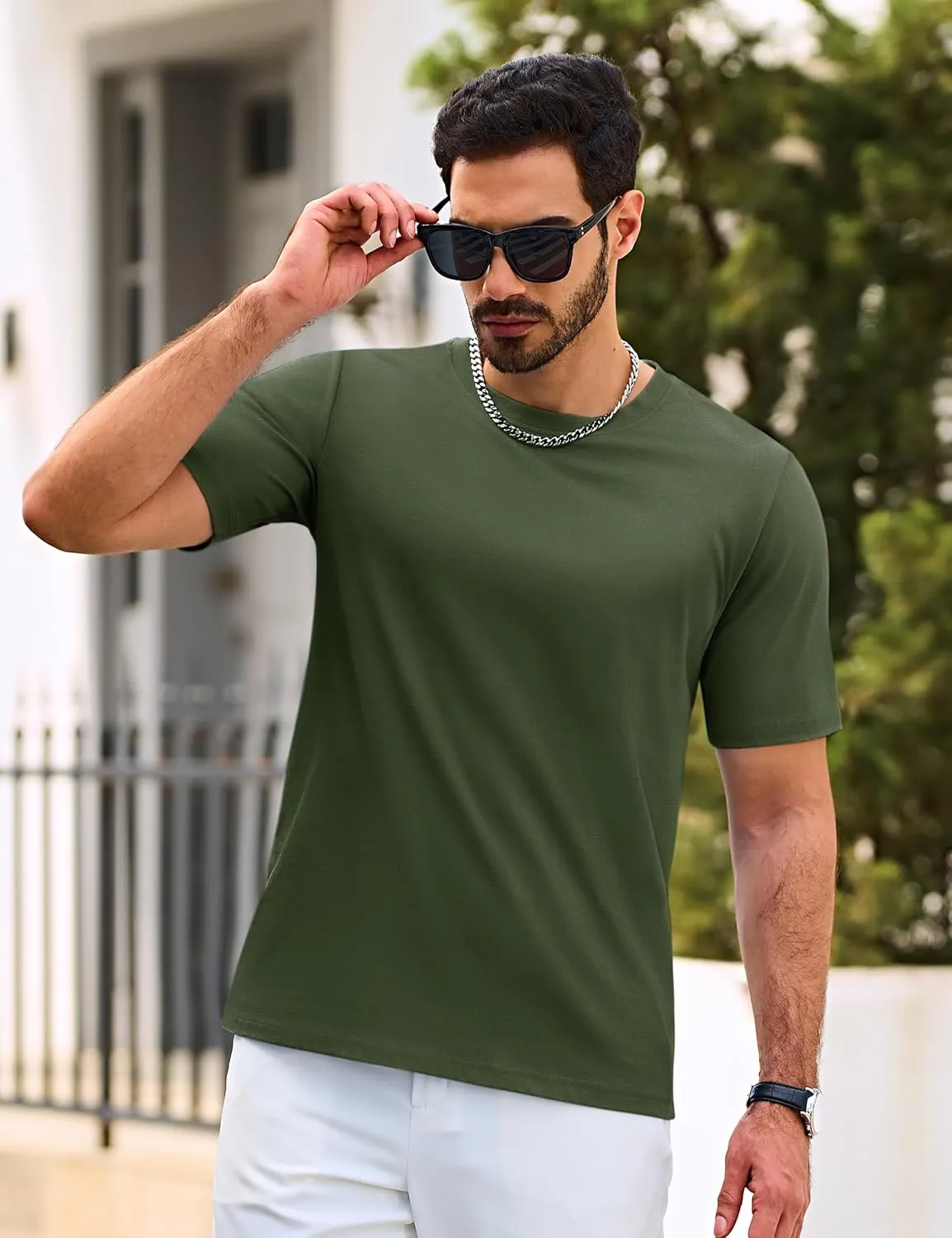 Cotrasen Men's T Shirts Cotton Short Sleeve Shirts for Men Casual Crew Neck Basic T-Shirts Summer Soft Comfort Tee Shirts